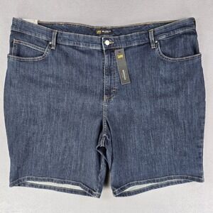 New Lee Bermuda Shorts‎  26W Lagoon Blue Plus Size Midrise Beach Cruise Vacation